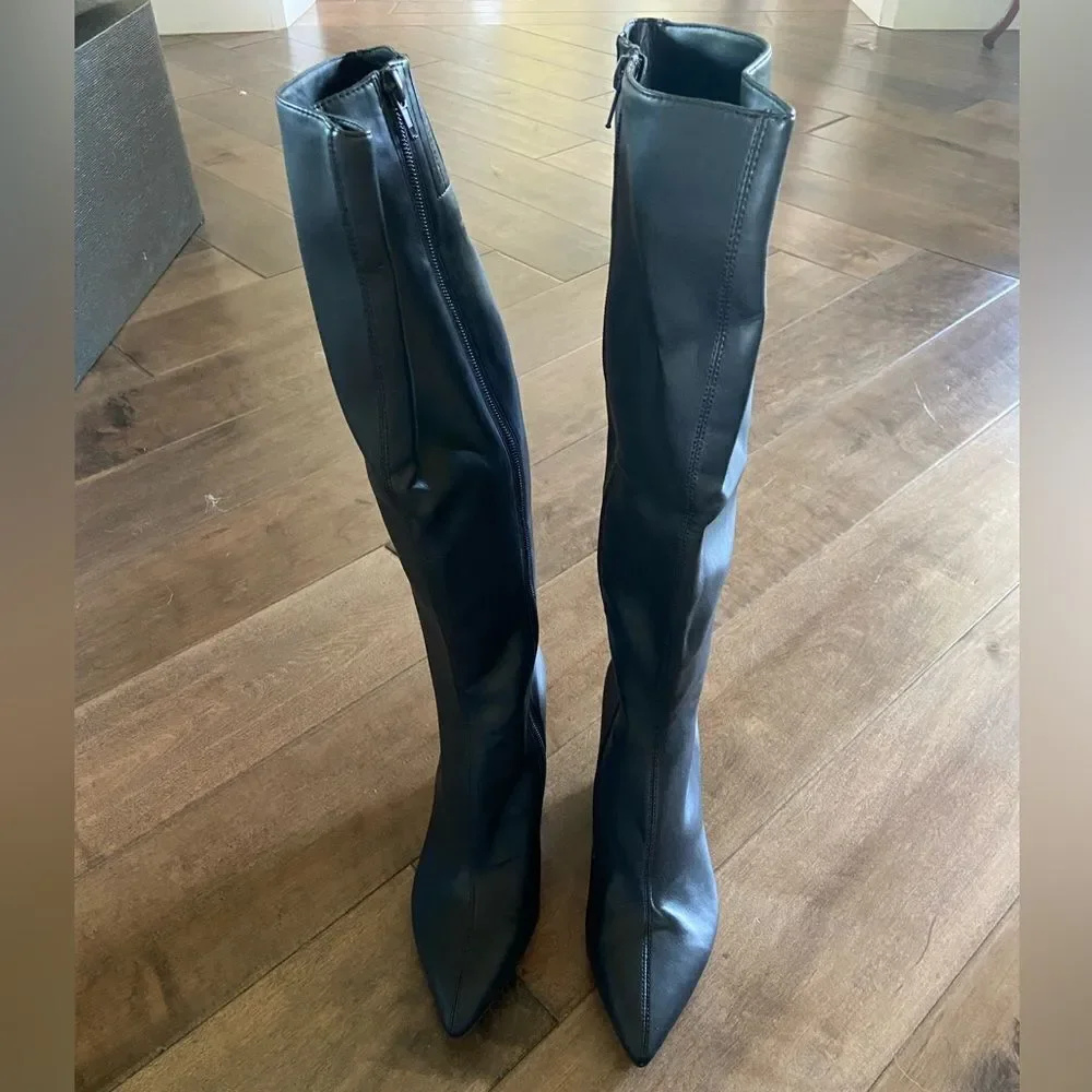 Open Edit Kami Pointed Toe Over the Knee Boot Black, 8